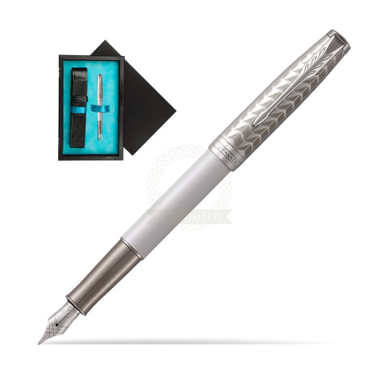 Parker Sonnet Metal & Pearl Lacquer CT Penna Stilografica in single wooden box Black Single Turquoise