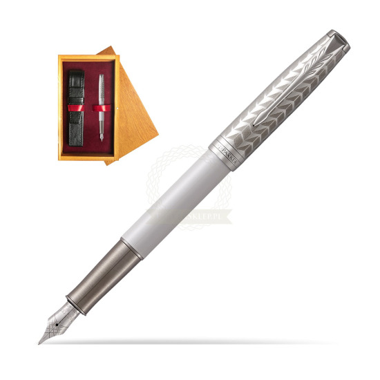 Parker Sonnet Metal & Pearl Lacquer CT Penna Stilografica in single wooden box Honey Single Maroon