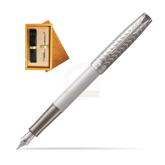 Parker Sonnet Metal & Pearl Lacquer CT Penna Stilografica in single wooden box Honey Single Ecru