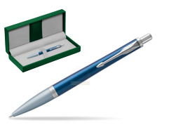 Parker Urban Premium Dark Blue CT Ballpoint Pen in the green leather box