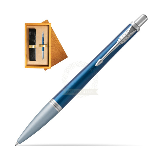 Parker Urban Premium Dark Blue CT Ballpoint Pen in single wooden box Honey Single Ecru