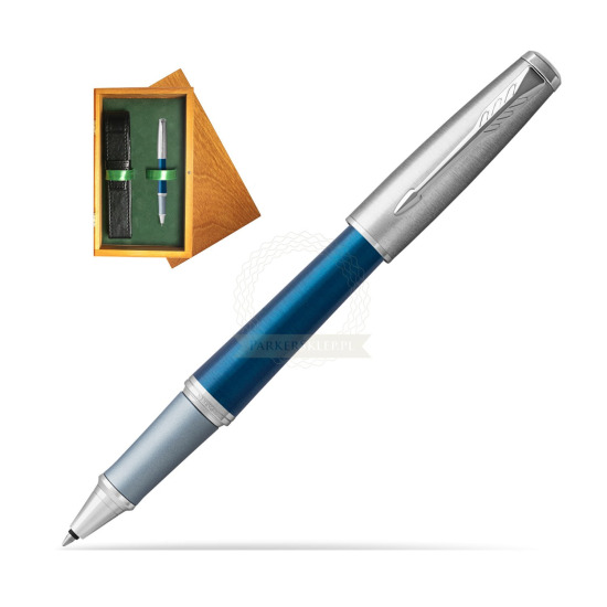 Parker Urban Premium Dark Blue CT Rollerball Pen in single wooden box Honey Single Green