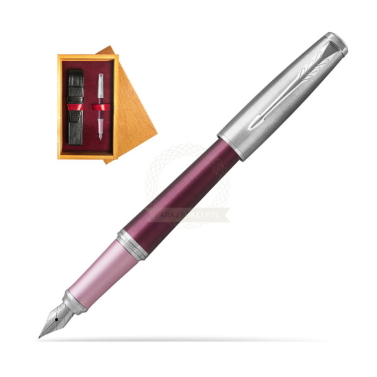 Parker Urban Premium Dark Purple CT Penna Stilografica in single wooden box Honey Single Maroon