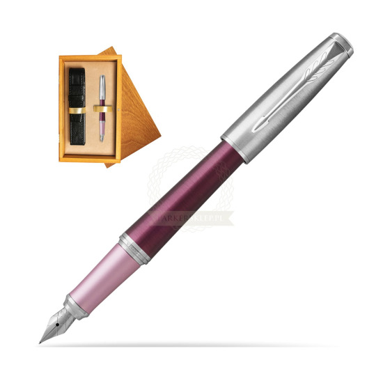 Parker Urban Premium Dark Purple CT Penna Stilografica in single wooden box Honey Single Ecru