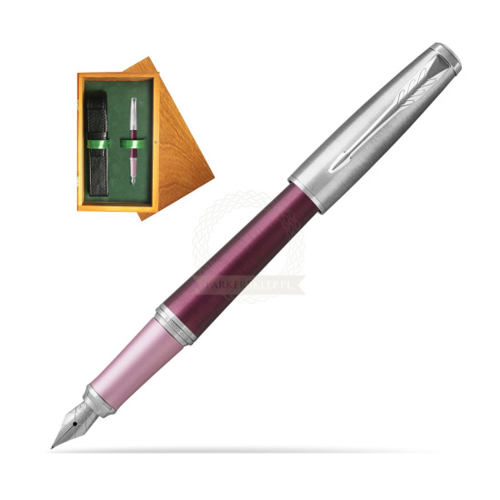 Parker Urban Premium Dark Purple CT Penna Stilografica in single wooden box Honey Single Green