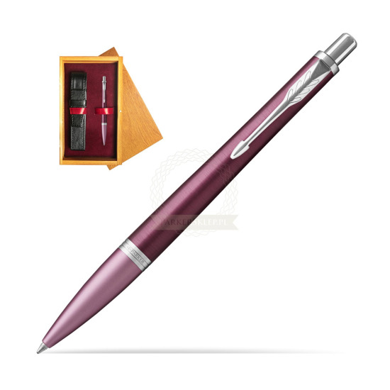 Parker Urban Premium Dark Purple CT Ballpoint Pen in single wooden box Honey Single Maroon