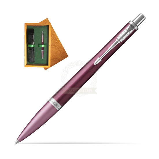 Parker Urban Premium Dark Purple CT Ballpoint Pen in single wooden box Honey Single Green