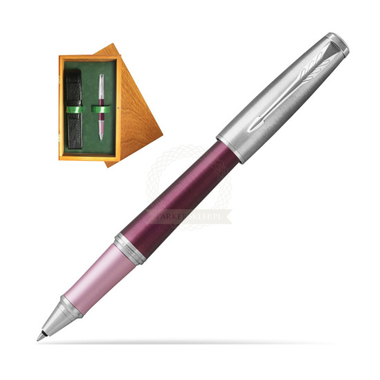 Parker Urban Premium Dark Purple CT Rollerball Pen in single wooden box Honey Single Green