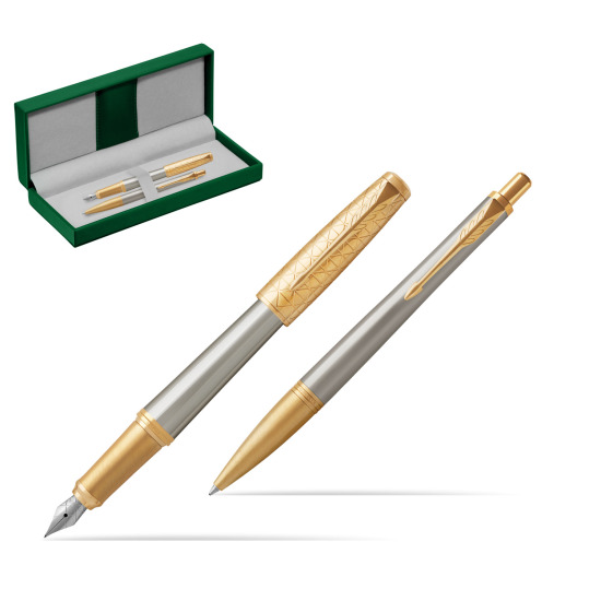 Parker Urban Premium Aureate Powder GT Fountain Pen + Ballpoint Pen in a Gift Box in the green leather box