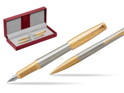 Parker Urban Premium Aureate Powder GT Fountain Pen + Ballpoint Pen in a Gift Box in the red leather box