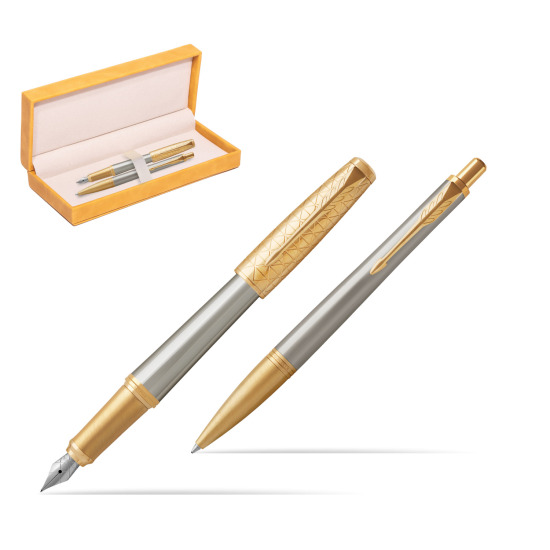 Parker Urban Premium Aureate Powder GT Fountain Pen + Ballpoint Pen in a Gift Box in suede box yellow