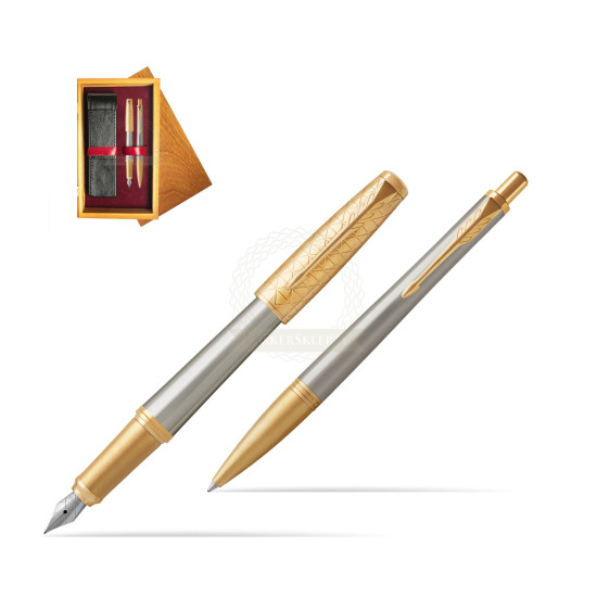 Parker Urban Premium Aureate Powder GT Fountain Pen + Ballpoint Pen in a Gift Box in double wooden box Honey Double Maroon