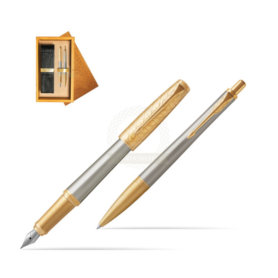 Parker Urban Premium Aureate Powder GT Fountain Pen + Ballpoint Pen in a Gift Box in double wooden box Honey Double Ecru
