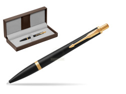 Parker Urban Muted Black GT Ballpoint Pen in the brown leather box