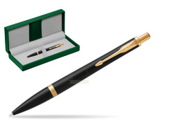 Parker Urban Muted Black GT Ballpoint Pen in the green leather box