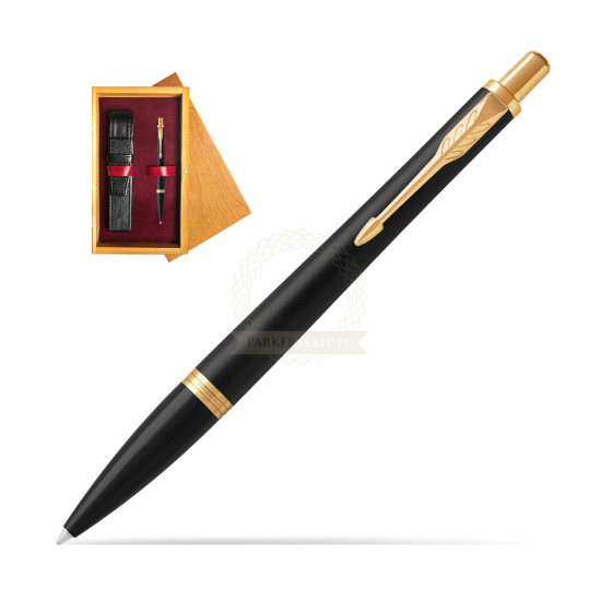Parker Urban Muted Black GT Ballpoint Pen in single wooden box Honey Single Maroon