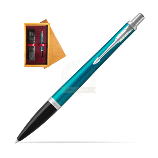 Parker Urban Vibrant Blue CT Ballpoint Pen in single wooden box Honey Single Maroon