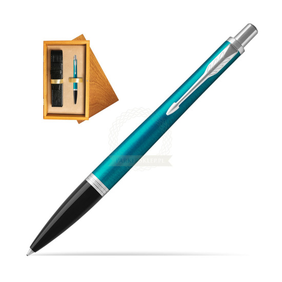 Parker Urban Vibrant Blue CT Ballpoint Pen in single wooden box Honey Single Ecru