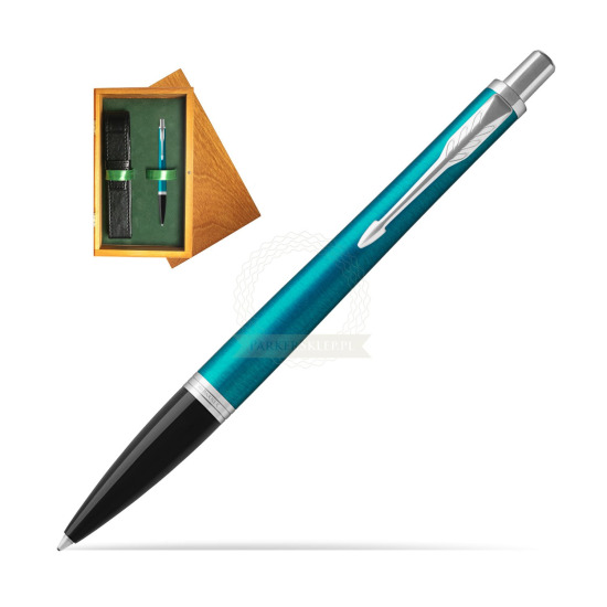 Parker Urban Vibrant Blue CT Ballpoint Pen in single wooden box Honey Single Green