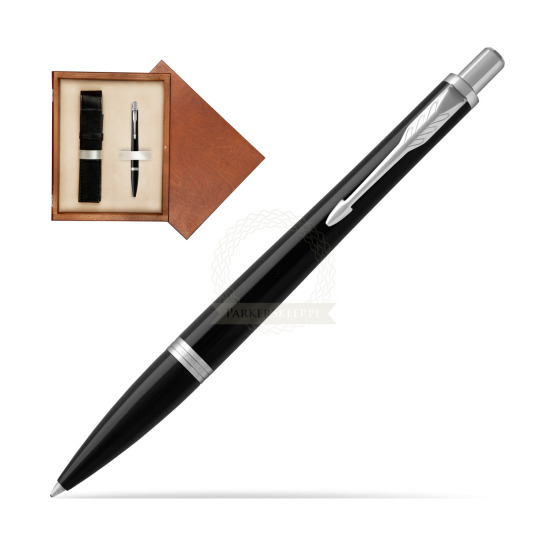 Parker Urban Black Cab CT Penna a Sfera in single wooden box Mahogany Single Ecru