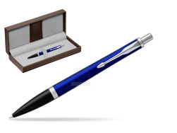 Parker Urban Nightsky Blue CT Ballpoint Pen in the brown leather box