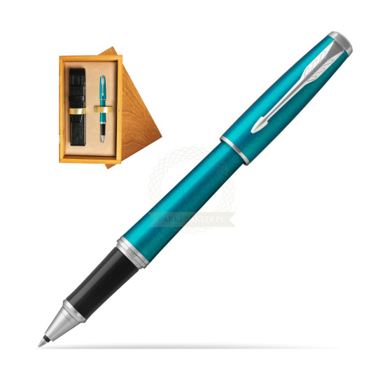 Parker Urban Vibrant Blue CT Rollerball Pen in single wooden box Honey Single Ecru
