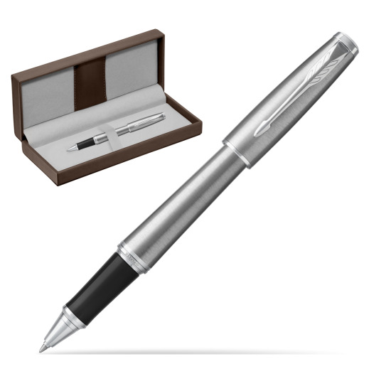 Parker Urban Metro Metallic CT Roller in the brown leather box