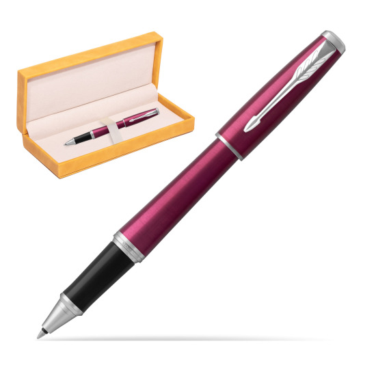 Parker Urban Vibrant Magenta CT Penna Rollerball in suede box yellow