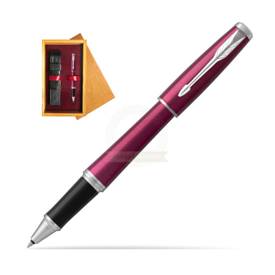 Parker Urban Vibrant Magenta CT Penna Rollerball in single wooden box Honey Single Maroon