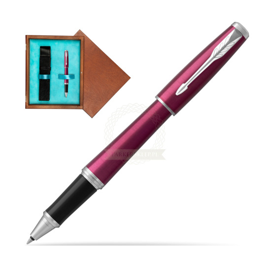 Parker Urban Vibrant Magenta CT Penna Rollerball in single wooden box Mahogany Single Turquoise 