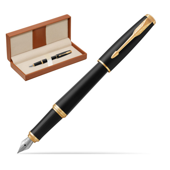 Parker Urban Muted Black GT Fountain Pen  in classic box brown