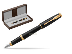 Parker Urban Muted Black GT Fountain Pen in the brown leather box
