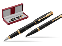 Parker Urban Muted Black GT Fountain Pen + Ballpoint Pen in a Gift Box in the red leather box