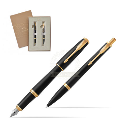 Parker Urban Muted Black GT Fountain Pen + Ballpoint Pen in a Gift Box 