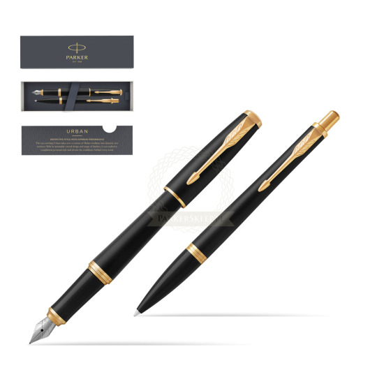 Parker Urban Muted Black GT Fountain Pen + Ballpoint Pen in a Gift Box