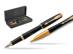 Parker Urban Muted Black GT Fountain Pen + Ballpoint Pen in a Gift Box in original Parker Prestige box