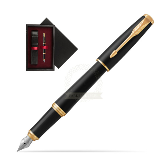 Parker Urban Muted Black GT Fountain Pen in single wooden box Black Single Maroon