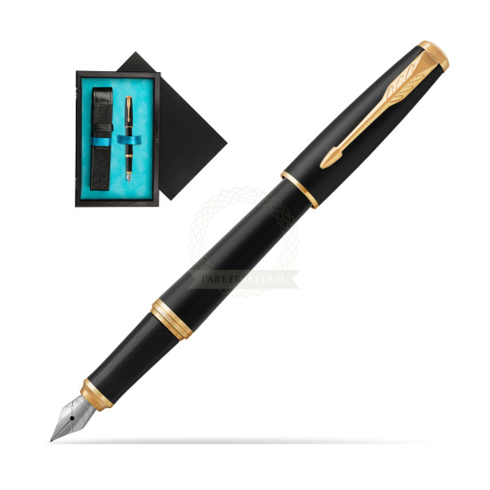 Parker Urban Muted Black GT Fountain Pen in single wooden box Black Single Turquoise