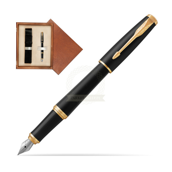 Parker Urban Muted Black GT Fountain Pen in single wooden box Mahogany Single Ecru