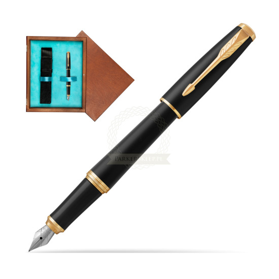 Parker Urban Muted Black GT Fountain Pen in single wooden box Mahogany Single Turquoise 