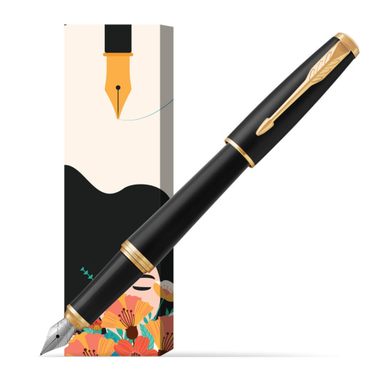 Parker Urban Muted Black GT Fountain Pen in cover Poppy