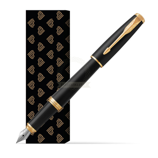 Parker Urban Muted Black GT Fountain Pen in cover Golden Hearts