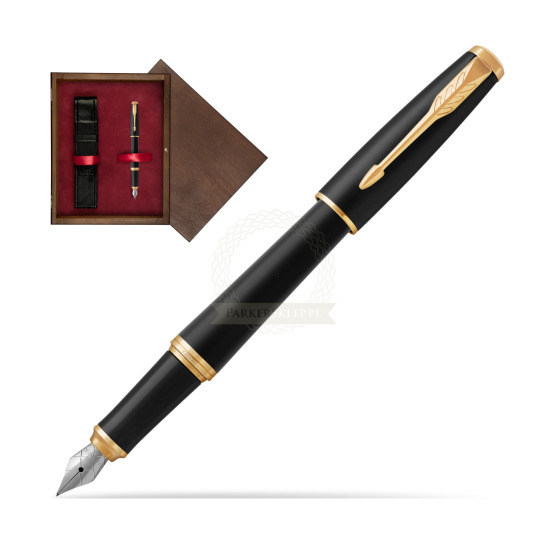 Parker Urban Muted Black GT Fountain Pen in single wooden box Wenge Single Maroon
