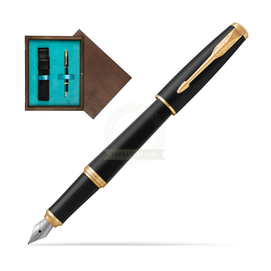 Parker Urban Muted Black GT Fountain Pen in single wooden box Wenge Single Turquoise 