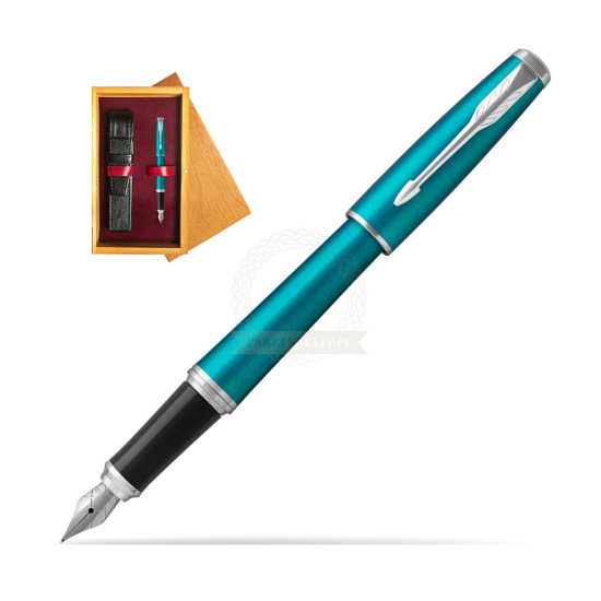 Parker Urban Vibrant Blue CT Penna Stilografica in single wooden box Honey Single Maroon