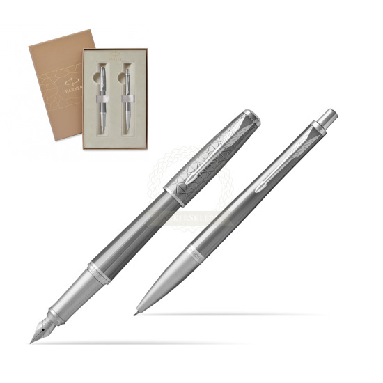 Parker Urban Premium Silvered Powder CT Fountain Pen + Ballpoint Pen in a Gift Box 