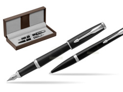 Parker Urban Black Cab CT Stylo-plume + Stylo-bille in a Gift Box in the brown leather box