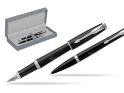 Parker Urban Black Cab CT Fountain Pen + Ballpoint Pen in a Gift Box in suede box grey