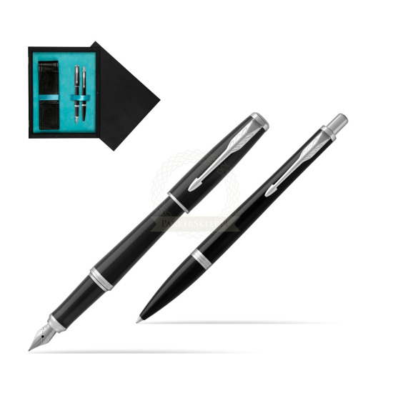 Parker Urban Black Cab CT Fountain Pen + Ballpoint Pen in a Gift Box in double wooden box Black Double Turquoise
