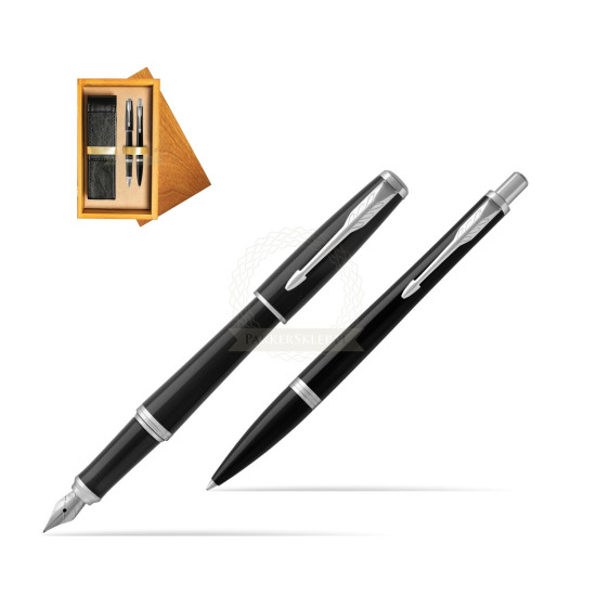 Parker Urban Black Cab CT Fountain Pen + Ballpoint Pen in a Gift Box in double wooden box Honey Double Ecru